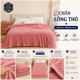 Chăn Lông Thỏ Aniva Home 2m x 2m2 – Mỏng Nhẹ, Mềm Mịn Êm Ái, Dùng Phòng Điều Hòa 3