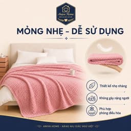 Chăn Lông Thỏ Aniva Home 2m x 2m2 – Mỏng Nhẹ, Mềm Mịn Êm Ái, Dùng Phòng Điều Hòa 2
