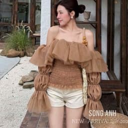 Áo Trễ Vai Nữ Tay Dài Nhún Bèo Kiểu Hàn Quốc, Áo Bo Chun Eo Dáng Croptop Thời Trang Nữ Kieupham.shop 2