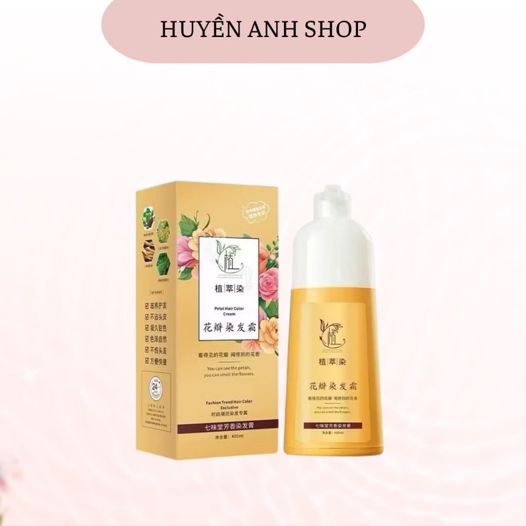 Dầu gội phủ bạc Plant Extract - Petal Hair Color - Nhuộm thảo dược bền màu lâu phai, an toàn không dị ứng- Nội Địa Trung