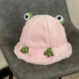 Mũ Ếch Lông Cừu Mềm Mại, Siêu Cute - Nón Bucket Lông Cho Nữ (Nhiều Màu) 3