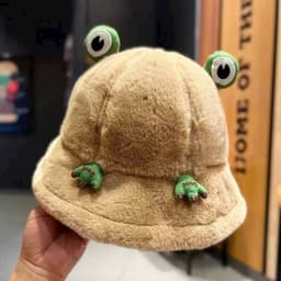 Mũ Ếch Lông Cừu Mềm Mại, Siêu Cute - Nón Bucket Lông Cho Nữ (Nhiều Màu) 5