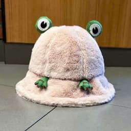 Mũ Ếch Lông Cừu Mềm Mại, Siêu Cute - Nón Bucket Lông Cho Nữ (Nhiều Màu) 2