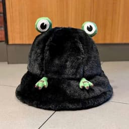 Mũ Ếch Lông Cừu Mềm Mại, Siêu Cute - Nón Bucket Lông Cho Nữ (Nhiều Màu) 4