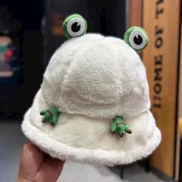 Mũ Ếch Lông Cừu Mềm Mại, Siêu Cute - Nón Bucket Lông Cho Nữ (Nhiều Màu) 7