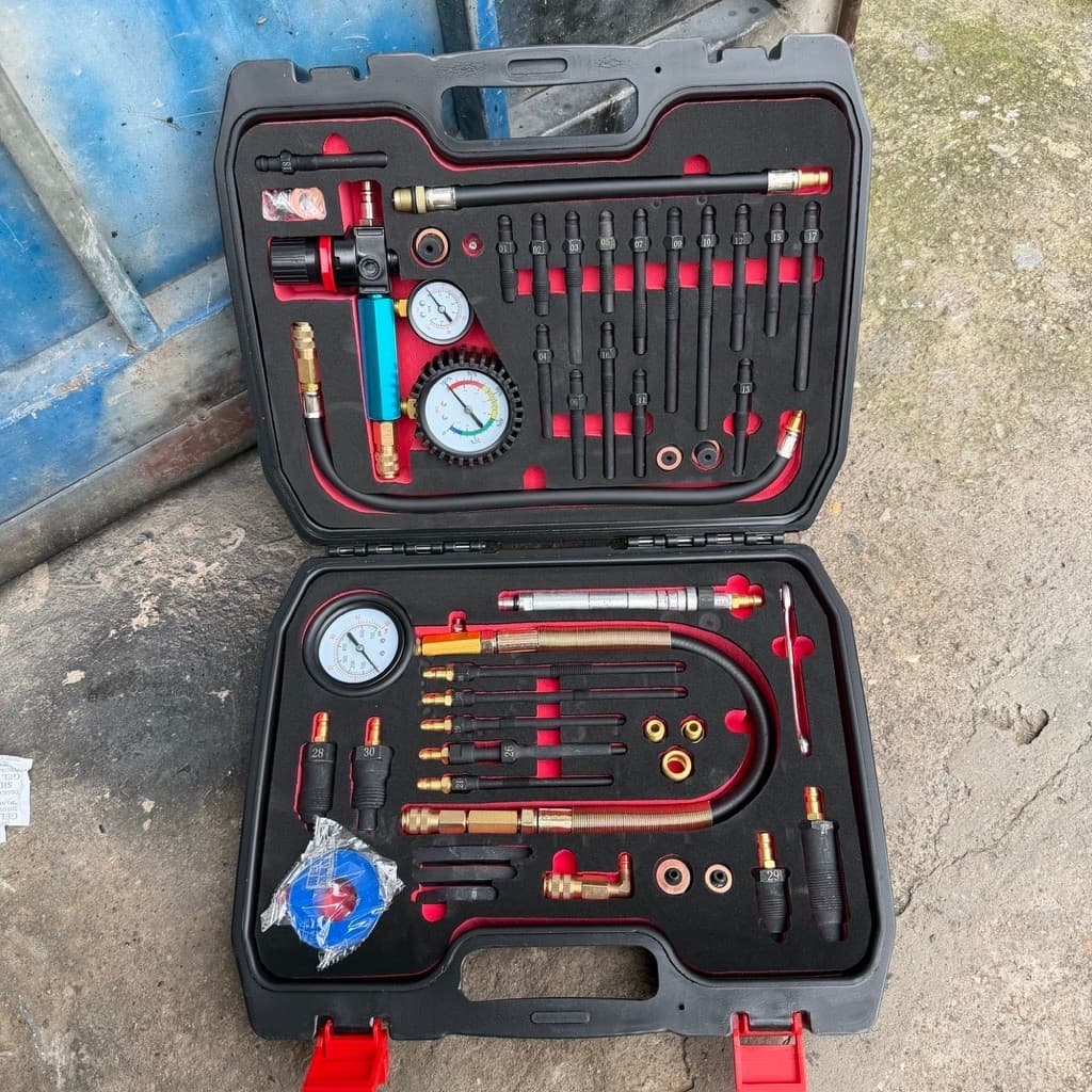 Bộ kiểm tra nén động cơ xăng + diesel. Động cơ phun trực tiếp và gián tiếp 46 chi tiết