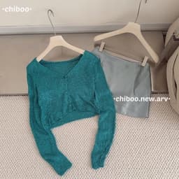 Áo Cardigan Len CROPTOP Dệt Kim Cổ V Nút Cài XANH CỔ VỊT – Form Ôm Tôn Dáng 6