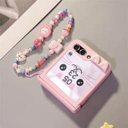 [CÓ SẴN] Nhiều màu - Ốp Z FLIP 8 - Z Flip4 - Z Flip3 - Flip5 5G tai thỏ dây mix charm dễ thương kèm thanh bảo vệ bản lề 4