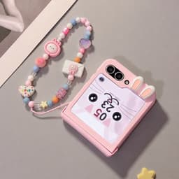 [CÓ SẴN] Nhiều màu - Ốp Z FLIP 8 - Z Flip4 - Z Flip3 - Flip5 5G tai thỏ dây mix charm dễ thương kèm thanh bảo vệ bản lề 9