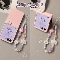 [CÓ SẴN] Nhiều màu - Ốp Z FLIP 8 - Z Flip4 - Z Flip3 - Flip5 5G tai thỏ dây mix charm dễ thương kèm thanh bảo vệ bản lề 3