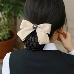 Kẹp tóc nơ búi lưới Dubochic 10cm đính đá nơ đen sang trọng cho nữ 1