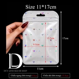 (200cái) Túi zip trắng tim túi đóng gói vận chuyển hàng hoá bao bì đựng phụ kiện trang sức nail mi Duy Linh Shop… 7