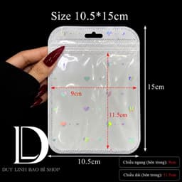 (200cái) Túi zip trắng tim túi đóng gói vận chuyển hàng hoá bao bì đựng phụ kiện trang sức nail mi Duy Linh Shop… 1