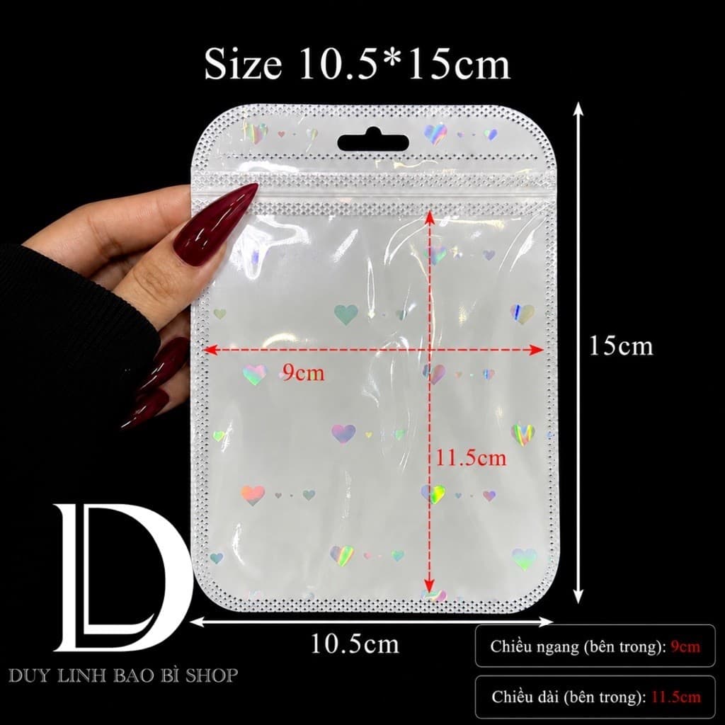 (200cái) Túi zip trắng tim túi đóng gói vận chuyển hàng hoá bao bì đựng phụ kiện trang sức nail mi Duy Linh Shop…