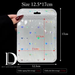 (200cái) Túi zip trắng tim túi đóng gói vận chuyển hàng hoá bao bì đựng phụ kiện trang sức nail mi Duy Linh Shop… 6