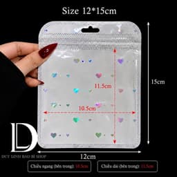 (200cái) Túi zip trắng tim túi đóng gói vận chuyển hàng hoá bao bì đựng phụ kiện trang sức nail mi Duy Linh Shop… 2