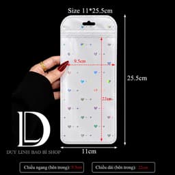 (200cái) Túi zip trắng tim túi đóng gói vận chuyển hàng hoá bao bì đựng phụ kiện trang sức nail mi Duy Linh Shop… 5