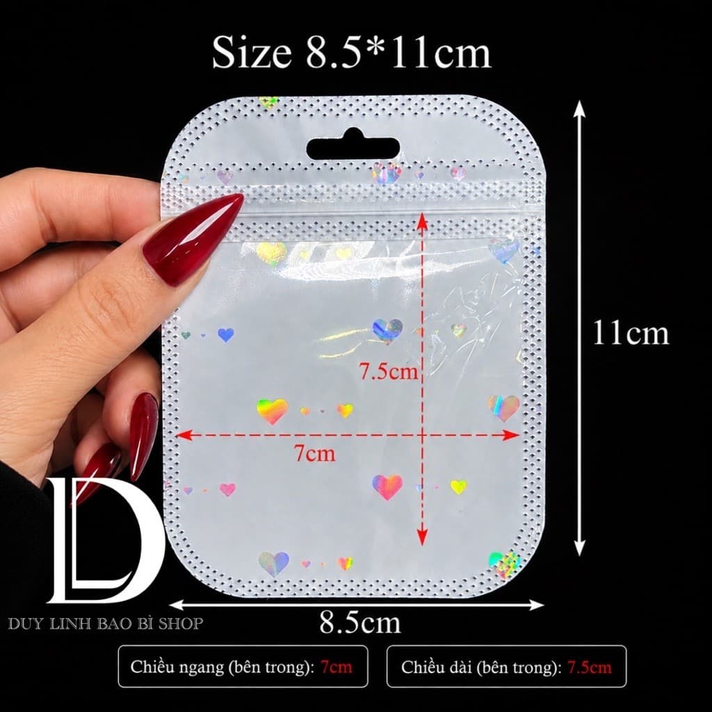 (200cái) Túi zip trắng tim đựng trang sức phụ kiện, túi đóng gói vận chuyển, bao bì hàng hoá đựng nail mi Duy Linh Shop…