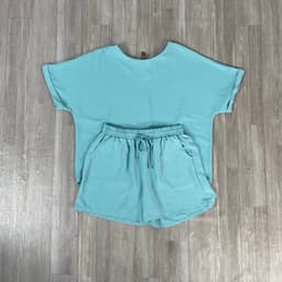 [ Hiền BigSize] Bộ Đủi Nữ BigSize Áo Phông Oversize Quần Short Thun Dây Rút - Bộ Đùi Nữ Chất Đũi Nhẹ Mát Mặc Nhà Đi Chơi 4