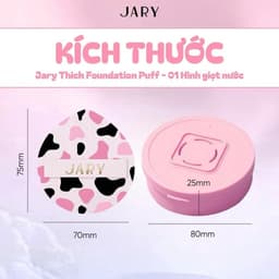 [JARY] Bông Mút Tán Kem Nền Jary Họa Tiết Bò Sữa Kèm Hộp Đựng, Thick Foundation Puff 3
