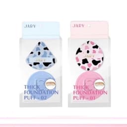 [JARY] Bông Mút Tán Kem Nền Jary Họa Tiết Bò Sữa Kèm Hộp Đựng, Thick Foundation Puff 1