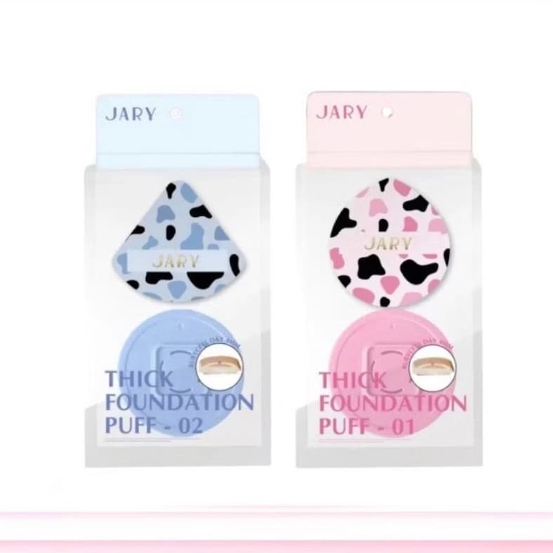 [JARY] Bông Mút Tán Kem Nền Jary Họa Tiết Bò Sữa Kèm Hộp Đựng, Thick Foundation Puff