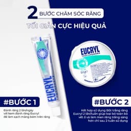 Combo Kem đánh răng Seasy Eucryl 62g + Bột tẩy trắng răng Eucryl 50g giúp trắng răng, sạch mảng bám 4
