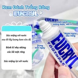Combo Kem đánh răng Seasy Eucryl 62g + Bột tẩy trắng răng Eucryl 50g giúp trắng răng, sạch mảng bám 8