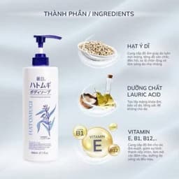 Sữa tắm sáng da dưỡng ẩm Reihaku Hatomugi Body Soap giảm mụn 800ml 3