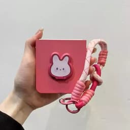 [CÓ SẴN] Ốp Z FLIP 8 - Z FLIP 7 - Z FLIP6 - FLIP5 5G hồng ombre dễ thương kèm giá đỡ thỏ cute và dây thắt nổi bật cute 4