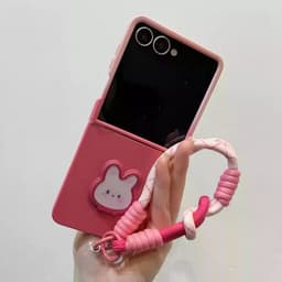 [CÓ SẴN] Ốp Z FLIP 8 - Z FLIP 7 - Z FLIP6 - FLIP5 5G hồng ombre dễ thương kèm giá đỡ thỏ cute và dây thắt nổi bật cute 3