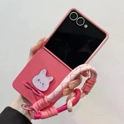 [CÓ SẴN] Ốp Z FLIP 8 - Z FLIP 7 - Z FLIP6 - FLIP5 5G hồng ombre dễ thương kèm giá đỡ thỏ cute và dây thắt nổi bật cute 2