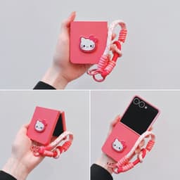 [CÓ SẴN] Ốp Z FLIP 8 - Z FLIP 7 - Z FLIP6 - FLIP5 5G hồng ombre dễ thương kèm giá đỡ thỏ cute và dây thắt nổi bật cute 9