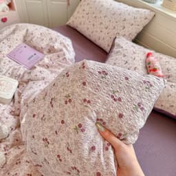 Bộ vỏ chăn ga gối Cotton Đũi gân hoạ tiết cute,bộ 4 món,vỏ chăn có khoá kéo để lồng ruột chăn 8
