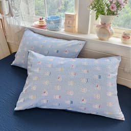 Bộ vỏ chăn ga gối Cotton Đũi gân hoạ tiết cute,bộ 4 món,vỏ chăn có khoá kéo để lồng ruột chăn 9