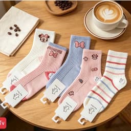 Set 10 Đôi Tất Kitty Hồng Mẫu Mới 2026 Cho Bé, Tất Len Tăm Dày Dặn Dễ Thương 6