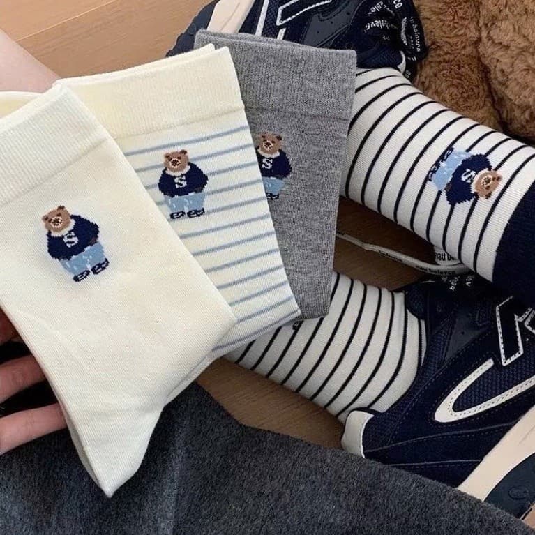 Set 10 tất mẫu gấu mới họa tiết hot trend  NNHA TH