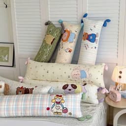 Gối ôm hoạt hình Vải Cotton Thêu Hình Thú Kích Thước 35x100cm Tháo Được Vỏ - Thiên Hương Bedding 9