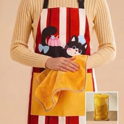 Tạp Dề Hoạ Tiết Mèo Có Túi Tích Hợp Khăn Lau Tay Tạp Dề Nấu Ăn Hoạ Tiết Mèo Cute - Phụ Kiện 5