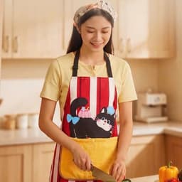 Tạp Dề Hoạ Tiết Mèo Có Túi Tích Hợp Khăn Lau Tay Tạp Dề Nấu Ăn Hoạ Tiết Mèo Cute - Phụ Kiện 3