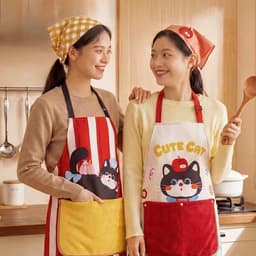 Tạp Dề Hoạ Tiết Mèo Có Túi Tích Hợp Khăn Lau Tay Tạp Dề Nấu Ăn Hoạ Tiết Mèo Cute - Phụ Kiện 4