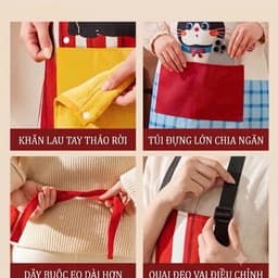 Tạp Dề Hoạ Tiết Mèo Có Túi Tích Hợp Khăn Lau Tay Tạp Dề Nấu Ăn Hoạ Tiết Mèo Cute - Phụ Kiện 8