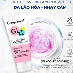 Sữa rửa mặt Compliment Glycolic Acid 5%, gel rửa mặt AHA BHA làm sạch sâu, tái tạo săn chắc cho da nhạy cảm 150ml 3