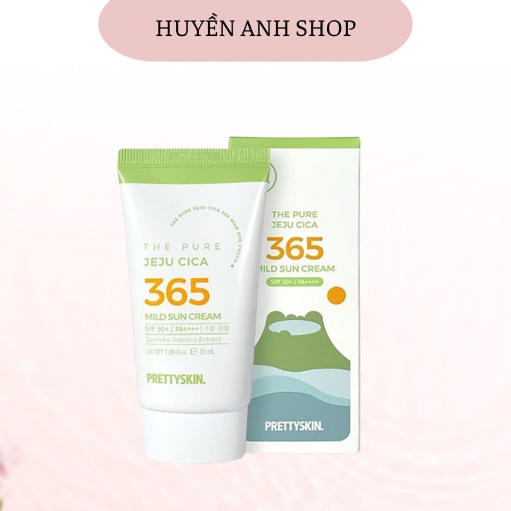 Kem Chống Nắng Rau Má PRETY SKIN Hàn Quốc The Pure Jeju Cica Sun Cream 50ML Dành Cho Da Mụn,Nhạy Cảm