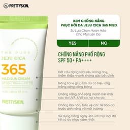 Kem Chống Nắng Rau Má PRETY SKIN Hàn Quốc The Pure Jeju Cica Sun Cream 50ML Dành Cho Da Mụn,Nhạy Cảm 6
