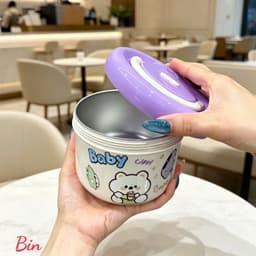 Hộp Cơm Inox Mini - Bình Ủ Cháo Cho Bé Có Tay Cầm An Toàn Tiện Lợi 6