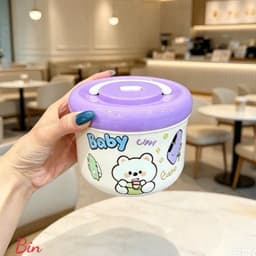 Hộp Cơm Inox Mini - Bình Ủ Cháo Cho Bé Có Tay Cầm An Toàn Tiện Lợi 4