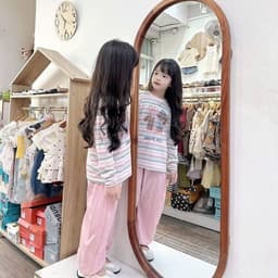 Quần áo thu đông bé gái, set bộ áo cotton giấy kẻ sọc kèm quần gió mềm dáng thụng thoải mái cho bé 15-37kg 4