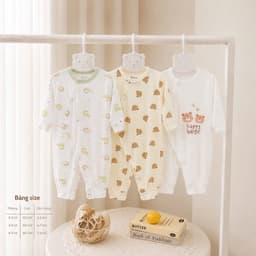 Combo 2-3 Bộ Body Dài Tay AVas Bé Trai  Chất Petit Mềm Mát - Thoáng Khí - An Toàn Cho Làn Da Của Sơ Sinh Size 0-9M 3