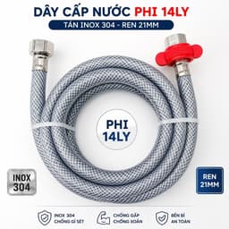 DÂY CẤP NƯỚC CAO CẤP,DÂY NHỰA XÁM 3 LỚP TÁN REN 21mm gắn vào thiết bị vệ sinh thông dụng gia đình 1